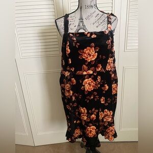 Torrid black at the knee velvet ruffle tier dress floral autumn fall